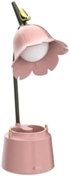 Pink Desk Lamp, Rechargeable LED with USB Charging, 3 Color Modes & Stepless Dimming, Cute for College Dorm Bedroom Reading