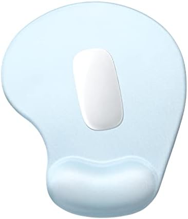 Hsurbtra Ergonomic Mouse Pad with Wrist Rest Support, Gel Mouse Pads with Non-Slip PU Base, Pain Relief Memory Foam Computer Mat, Cute Office Supplies Desk Decro Accessories, Sky Blue