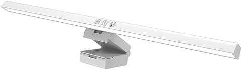 Pomya LED Computer Monitor Lamp, Computer Monitor Light Bar 3 Color Temperature ABS for Home (White)