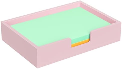 Acrylic Notepad Dispenser Organizer - 4 x 6 in Pink Sticky Note Holder W/O Pads Memo Holder for Dorm Room School Classroom Office Desk Organizer Aesthetic Supplies
