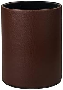 Leather Pen Holder, Brown Pencil Holder, Desktop Elegant Pen Holder for Desk, Stationery Organizer for School Office Home Dorm (3.3" x 3.3" x 4", Brown)