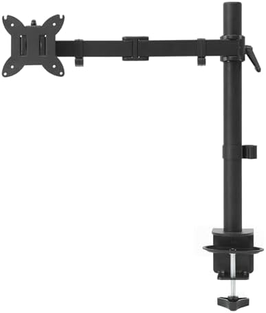 Amazon Basics Adjustable Single Monitor Arm Desk Mount, Holds up to 32" (38” Ultrawide) and 22 lbs, Adjustable Tension, VESA 75x75/100x100, Black