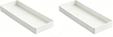 Amazon Basics Rectangular Plastic Desk Organizer, Half Accessory Tray for Office Supplies and Workspace Organization, 9.4" x 3.3" x 1", White (Pack of 2)