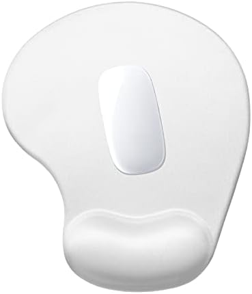 Hsurbtra Ergonomic Mouse Pad with Wrist Rest Support, Gel Mouse Pads with Non-Slip PU Base, Pain Relief Memory Foam Computer Mat, Cute Office Supplies Desk Decro Accessories, Ivory White