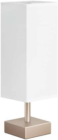 Antique White Small Bedside Lamp for Bedroom - Square White Fabric Shade
