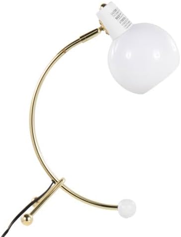 Desk Lamp with Brass Arc & Frosted Glass Globe, Adjustable for Office Dorm