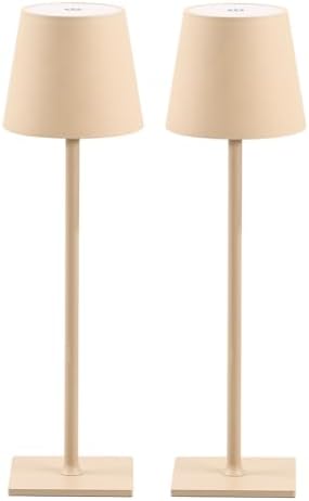 CHLORANTHUS 2 Pack Cordless Table Lamps, 3 Colors Stepless Dimming, 5000mAh Rechargeable Battery LED Desk Lamp for Bedroom/Couple Dinner/Desk/Cafe/Dining Room/Terrace