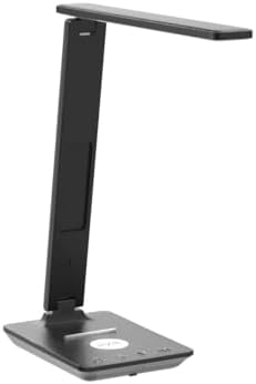 LED Desk Lamp with Wireless Charger, USB Charging Port, Table Lamp with Clock, Alarm, Date, Temperature, Desk Lamps for Home Office,Black
