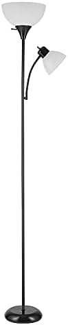 Globe Electric 67135 72" Floor Lamp with Adjustable Reading Light, Bright, Easy-to-Assemble Torchiere for Bedroom, Living Room & Office - Space-Saving Slim Design