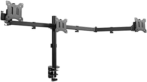VIVO Triple Monitor 21.5 to 27 inch LED LCD Clamp-on Desk Mount, Flush to Wall, Heavy Duty Articulating Computer Stand, Holds 3 Screens, for Home Office Workstation, Black, STAND-V103C