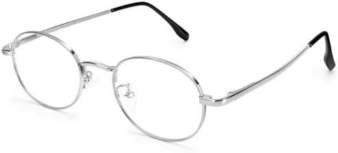 Dollger Oval Blue Light Glasses for Women Retro Anti Bluelight Blocker Glasses Men for Computer Small Metal Frame Eyeglasses