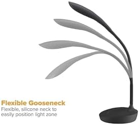 Bostitch Office KT-VLED1502-BLK Gooseneck LED Desk Lamp with USB Charging Port, Dimmable, Black