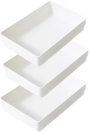 3 Pack White Plastic Drawer Organizer Tray Cutlery Utensil Makeups Drawer Organizers 9" X 6"