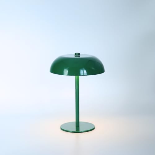 Cordless LED Mushroom Table Lamp, 5200mAh Battery, Dimmable 3 Color, Green