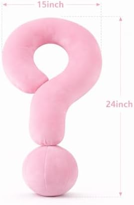 EVOLIVE Question Mark Neck Pillow 15"x24", Velvet Ergonomic Support (Pink)