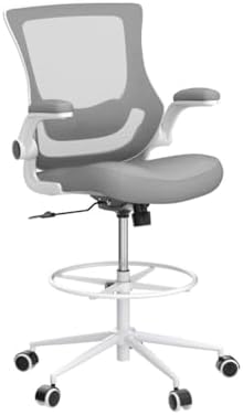 Misolant Tall Office Chair, Drafting Chair for Standing Desk, High Office Chair with Adjustable Lumbar Support, Flip-up Arm and Footrest Ring, Tall Drafting Chair for Bar Height Desk