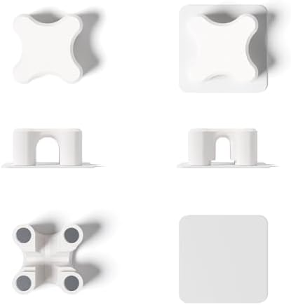 Magnetic Cable Organizer – Desktop Multipurpose Cord Keeper & Cable Management Clip for Home & Office (White Cross 20Pcs)