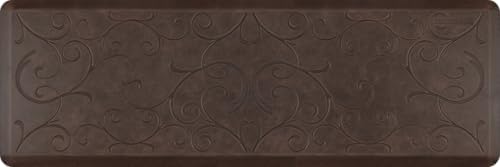 WellnessMats Anti-Fatigue Bella Motif Mat, 72 Inch by 24 Inch, Antique Dark