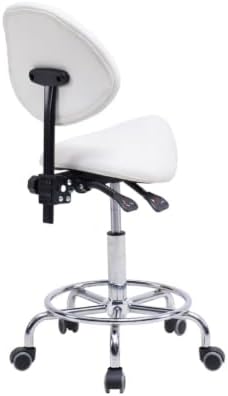 Saddle Stool Chair with Backrest, Adjustable Tilt Rolling Desk Chair