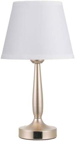 Kakanuo Touch Table Lamp for Bedroom, Small Bedside Lamp with USB C Charging Port, 3 Way Dimmable Touch Control Nightstand Lamp for Living Room, White Shade and Champagne Gold Base