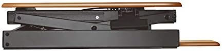 Rocelco 32" Height Adjustable Standing Desk Converter - Sit Stand Computer Workstation Riser - Dual Monitor Retractable Keyboard Tray Gas Spring Assist - Teak Wood Grain (R EADRT)