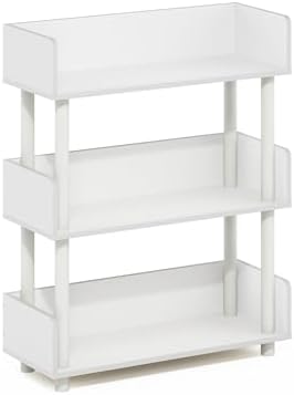 Furinno Turn-N-Tube 3-Tier Display Shelf, Storage Shelves, Book Shelf, Open Shelves with Rounded Corner Top Edges, for Organization and Storage, Living Room, Home Office, White