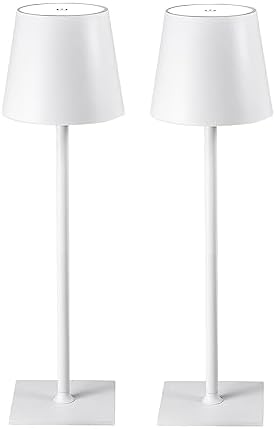 CHLORANTHUS 2 Pack Cordless Table Lamps, 3 Colors Stepless Dimming, 5000mAh Rechargeable Battery LED Desk Lamp for Bedroom/Couple Dinner/Desk/Cafe/Dining Room/Terrace