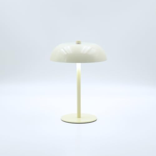 Cordless LED Mushroom Table Lamp, 5200mAh Battery, Dimmable 3 Color, White