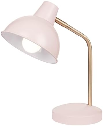 Globe Electric 67339 16 Inch Pink Desk Lamp with Gold Arm, in-Line On/Off Switch, Reading Light, Ideal for Bedroom, Dorm and Office