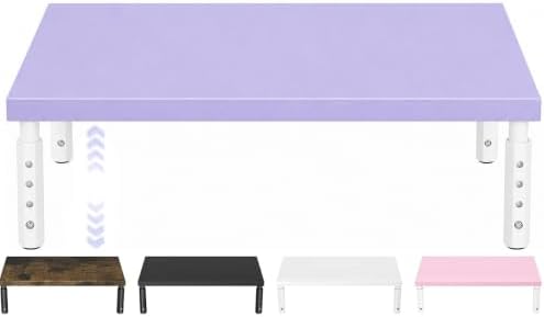 ECOLOVI Adjustable Wood Computer Monitor Stand Riser, Office Desk Organizer and Accessories for Monitor, Laptop, PC, Printer, Office Desk Accessories Workspace Organizer for Home Office Supplies, Purple
