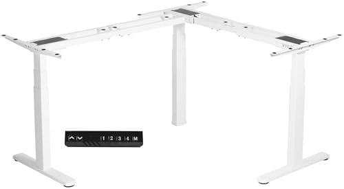VIVO White Electric Corner 3 Leg Standing Desk Frame, DESK-V130EW