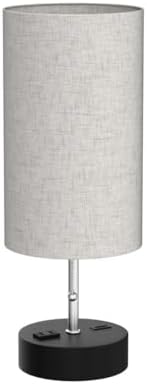 ROTTOGOON 3-Color Temperature Bedside Lamp Nightstand Lamp with USB A Port and C Port, Table Lamp for Bedroom with LED Bulb Small Lamps for Living Room (Otmeal)