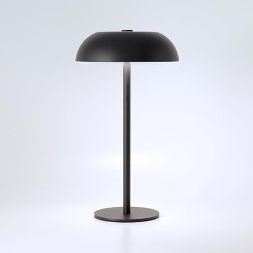 Cordless 11" Mushroom Table Lamp with Dimmable 3 Color, 5200mAh, Black