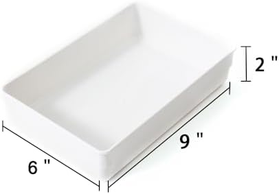 3 Pack White Plastic Drawer Organizer Tray Cutlery Utensil Makeups Drawer Organizers 9" X 6"