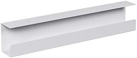 Monoprice Under Desk Cable Tray - Steel with Power Supply and Wire Management - Workstream Collection White