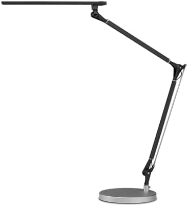 UPLIFTDESK E7 LED Desk Lamp - Adjustable 3 Color Modes, Dimmable Home Office Desk Light for Standing Desk, Dual Monitors, Aluminum Task Lamp (Silver Base)
