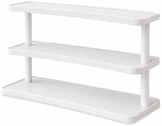 HealthEmpire 3-Tier Cosmetic Organizer Shelf for Countertop – Wooden Makeup & Skincare Storage Rack, Bathroom Vanity Display Stand for Perfume, Toiletries & Office Desk Organization (White)
