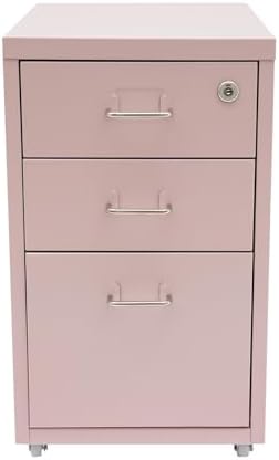 CNCEST 2-Drawer Vertical Metal File Cabinet Pink Lockable Rolling Casters
