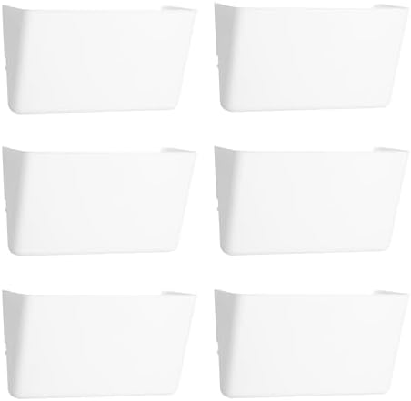 EASEPRES 6 Pack White Plastic Single Pocket Hanging File Organizer, Wall Mount Paper Mails Magazines Holder, Mounted Folder Bins for Office School and Home, 12.99x4.13x7.48 inches