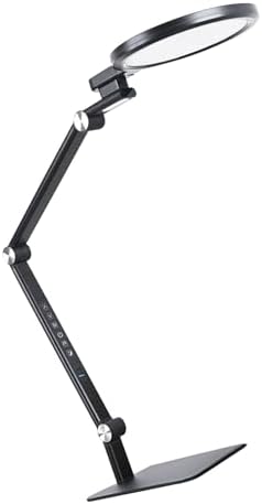 LED Desk Lamp, Full Spectrums Eye Care Table Lamp, Dimmable Small Task Light with 1600lm, 4 Axis Rotation Foldable, Dual USB Charging Ports & 45Min Timer, Ideal for Home Office (US Plug)