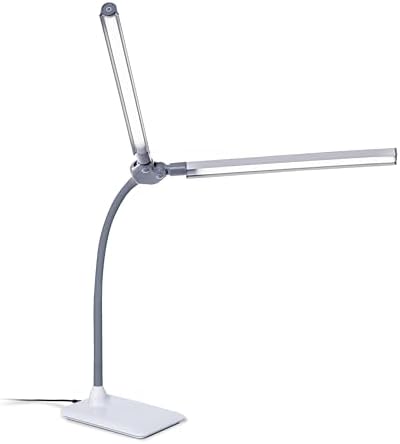 DuoPro Table Lamp - Double Shade LED Task Lamp, 4 Brightness Levels, 6,000K Daylight, 2,100 Lux, Anti-Glare, Flexible Arm, Touch Dimmer - Ideal for Sewing, Crafting, Reading