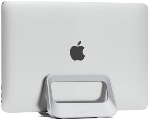 Vertical Laptop Stand for Desk,Plastics Laptop Holder Dock with Silicone Protection,Compatible with All MacBook/Surface/Samsung/HP/Dell/Chrome Book (Gray)