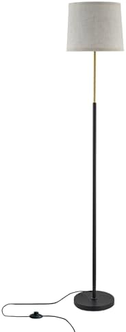 60" Modern Floor Lamp with Linen Shade, 3 Color LED Bulb & Foot Switch
