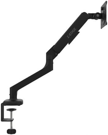 Z Z-Edge MS01-Black PC Monitor Arm, LCD Display Arm, Single Arm, Supports 13-32 Inches, Load Capacity: 4.4-19.8 lbs (2-9 kg), Gas Spring Type, Grommet Type & Clamp Type, VESA 3.9 x 3.9 inches (75