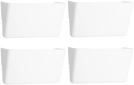 EASEPRES 4 Pack White Plastic Single Pocket Hanging File Organizer, Wall Mount Paper Mails Magazines Holder, Mounted Folder Bins for Office, School and Home, 12.99x4.13x7.48 inches