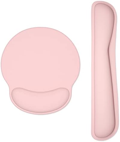 Dapesuom Keyboard Wrist Rest and Mouse Pad with Wrist Support, Cute Memory Foam Cushion for Keyboard and Mouse Set, Ergonomic Desktop Pad Rests with Non Slip Base for Easy Typing & Pain Relief, Pink