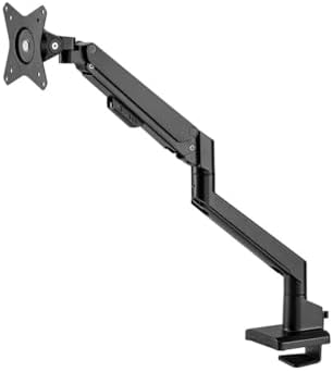 Monoprice Low Profile Single Monitor Gas Spring Desk Mount - Up to 32in/19.8 lbs Screens, Detachable VESA 100x100/75x75 Plate, 180 Degree Wall Stop, Topside Installation
