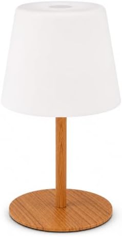 Rechargeable Cordless Table Lamp, IP65 Waterproof Touch Night Light with 4000mAh Battery, 3 Color Temperatures and Stepless Dimming for Bathroom, Nursery, Bedside and Skincare, Wood Grain