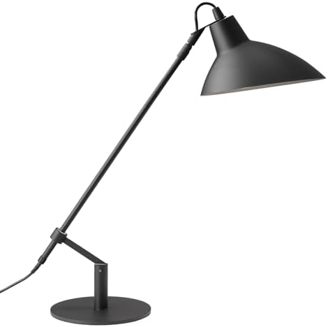 Desk Lamp Modern Industrial 100% Metal Adjustable Table Lamp 24", Natural Light (4000K) with Dimmer, Ideal for Office Bedroom Study Room Living Room Nightstand Bedside Lamps Sand Black