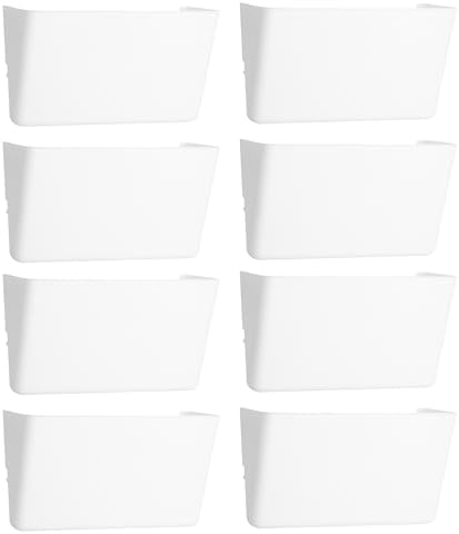 EASEPRES 8 Pack White Plastic Single Pocket Hanging File Organizer, Wall Mount Paper Mails Magazines Holder, Mounted Folder Bins for Office, School and Home, 12.99x4.13x7.48 inches